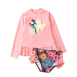 Maillot de bain deux pièces pour filles, haut sans manches et short, motif flamant rose, vêtements de plage ananas, pour enfants, 2021 - Product Image 4