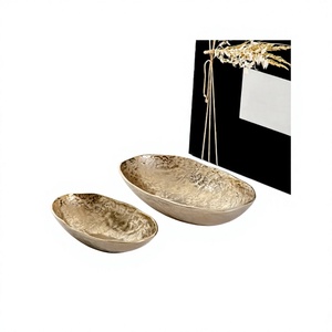 Ensemble de 2 bols décoratifs de tailles différentes, couleur or, vaisselle décorative, bol à nourriture, provenant d'un fabricant en Inde - Product Image 1