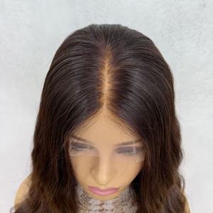 Pelucas de encaje HD, cabello humano Remy europeo virgen, un solo nudo atado a mano, peluca judía con parte superior de encaje, peluca con malla frontal de Color resaltado para mujer - Product Image 2
