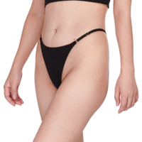 String tanga noir uni réglable taille haute sexy pour femmes, sous-vêtements personnalisés 3XL avec logo