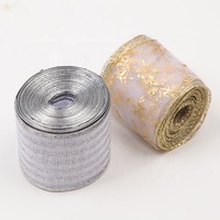 Ruban de vacances pour décoration, 1 pièce de haute qualité, toile de jute dorée, maille écossais, paillettes, ruban pour cadeau