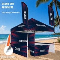 Tenda Kanopi Lipat 3x3m Rangka Aluminium Kain Oxford 600D Kit Stan Acara Bermerek Dengan Bendera Bulu Penutup Meja Kustom
