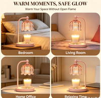 Lampe chauffe-bougie rose avec minuterie et variateur d'intensité, Cadeaux pour maman/épouse, Lampe chauffe-cire avec 2 ampoules pour pots à bougies