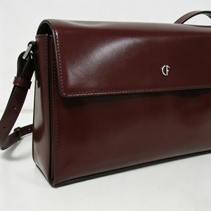 Wine Red Glossy Leather Flap <b>Purse</b>, Rectangular Shape Adjustable Shoulder Strap Daily Shoulder Bag - Product Image 6