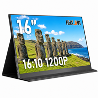 Moniteur portable AHXJKA 16 pouces, écran unique 1920x1200 1200P 60Hz, étui en cuir, support, un seul câble, compatible Win/Mac, console de jeu