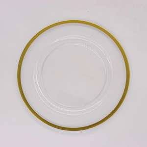 Nouveauté 2025 Assiettes de présentation rondes en plastique transparent à bord doré pour mariage - Product Image 6