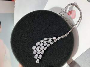 HIBRIDE, diseño de lujo, circonita cúbica transparente, gota de agua, pendientes de mujer, oreja izquierda, Brincos, pieza única, - Product Image 4