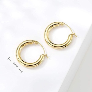 Factory Wholesale Hoop Earring Women Jewelry <b>Gold</b> Plated Stainless Steel Earrings - Product Image 5