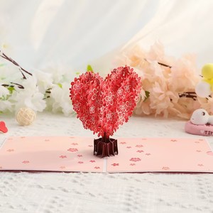Tùy chỉnh in ấn 3D thiệp chúc mừng Ngày Valentine cây anh đào tình yêu trái tim phước lành thiệp cưới - Product Image 4