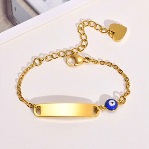Waterproof Anti Tarnished 316L Stainless Steel Custom Eye 14K 18K Gold Plated <b>Adjustable</b> Blank <b>Bracelet</b> For Women - Product Image 1
