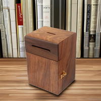 Boîte à monnaie verrouillable en bois, tirelire en bois à double fente, conteneur sécurisé pour pièces et billets à usage domestique