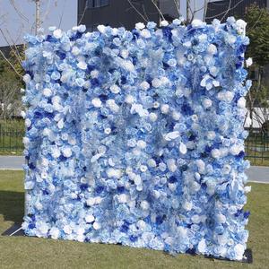 Decoración de Pared de Rosas de Seda Realistas Hechas a Mano en Azul y Blanco, Imprescindible para una Boda de Lujo - Product Image 6