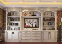 Bibliothèque de luxe en bois massif, meuble de bureau à domicile sur mesure, grande étagère modulaire pour villa, armoire de rangement avec porte vitrée, vitrine
