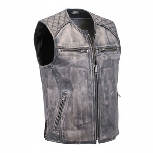 Gilet noir en faux cuir pour homme, gilet de moto hip-hop, punk, solide, noir, printemps, sans manches - Product Image 1