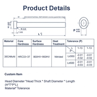 Pasadores Expulsores Rectos Nitrurados de Alta Precisión 38CrMoAl para Moldeo por Inyección, Estándar HASCO, de 8.1mm a 9.9mm, Tamaño Personalizado