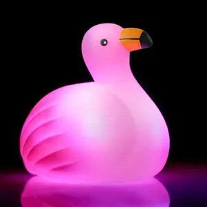 新款彩色LED轻浮火烈鸟防水婴儿沐浴玩具