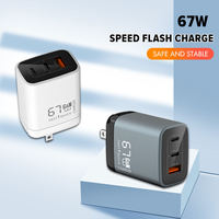New Tech 67W GaN Chargeur Rapide Adaptateur USB Type-C 3 Ports PD QC pour Ordinateur Portable Téléphone Mobile