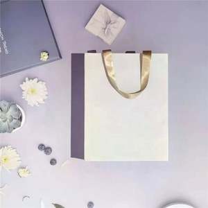 Heavy Duty Small <b>White</b> Paper <b>Gift</b> <b>Bags</b> with Sturdy Ribbon Handles - Product Image 6