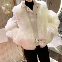 Manteau de motard en fausse fourrure de renard style fourrure pour femmes, tendance