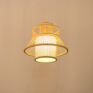 โคมไฟห้อยเพดานไม้ไผ่สานทรงกลม หลอดไฟ LED E27 หัวเดียว สำหรับตกแต่งบ้าน - Product Image 1