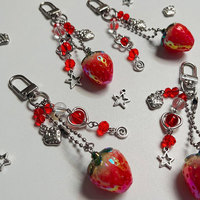 Nouveauté Y2K : Porte-clés fraise en acrylique, pendentif de sac à main en forme de cœur et d'étoile, accessoires de sac, breloques pour femme, cadeaux