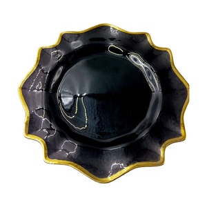 All'ingrosso 13 pollici cerchio oro poligonale ottagonale banchetto di nozze vetro nero caricatore Underplate - Product Image 5