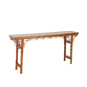 Chinese Style Bamboo Console Table Extra Large Trestle Base Entryway Table Zen Inspired Hallway Furniture - Product Image 5