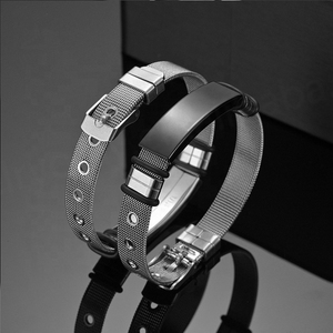 <b>Men</b> Wristband Triple Row Black Braided Leather Bracelet High Quality Laser Engraving Letter Picture Custom - Product Image 2