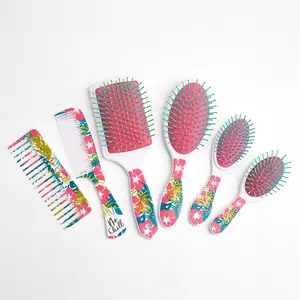 2023 new design colored printing fashion design scalp massage hair paddle comb