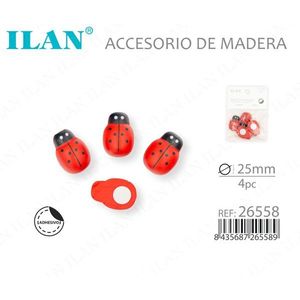 Accessorio per scarabeo in legno Ilan, adesivo da 25 mm, 4 pezzi - Product Image 2