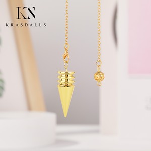 Commercio all'ingrosso oro antico argento cono di metallo Reiki Dowsing amuleto rame pendolo energia Pendulo divinatorio gioielli. - Product Image 5