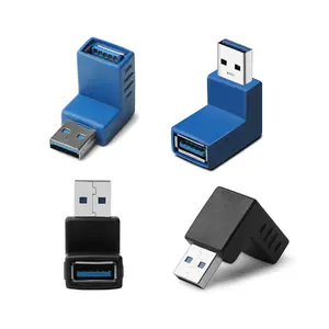 Conector USB de 3.0 Graus Vertical 90 Esquerda Direita Para Cima e Para Baixo Em Ângulo USB Tipo A Macho Para Fêmea M/F Adaptador Conversor Preto Azul
