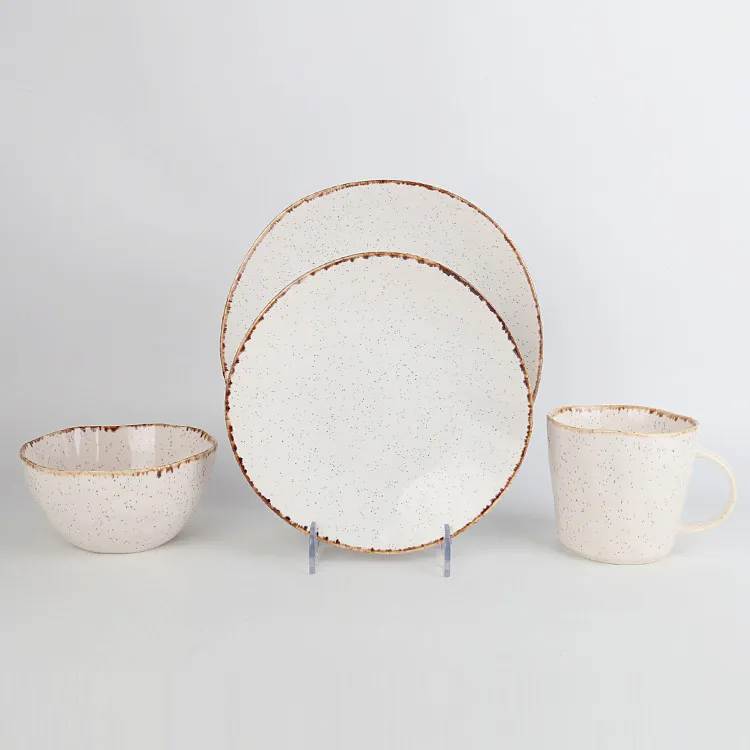 Çanak çömlek yemek takımı antika benekli suplalar handmade16 adet porselen yemek takımı
