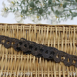 Ribete de <span class=keywords><strong>Encaje</strong></span> Bordado Soluble en Agua de Poliéster <span class=keywords><strong>Guipur</strong></span> Bicolor Negro y <span class=keywords><strong>Dorado</strong></span> Personalizado de 3CM de Ancho para Decoración de Costura de Ropa Abaya - Product Image 4