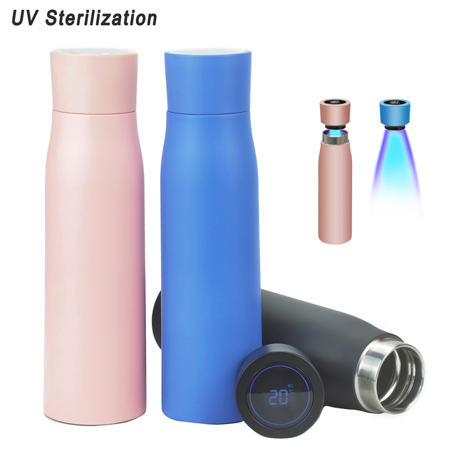 Custom Logo UV Self-Cleaning Stainless Steel Double Wall Thermos Smart Water Bottle with Reminder Gifts Office Cup Eco-Friendly