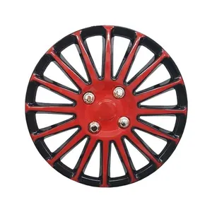 PP /ABS塑料黑色和红色通用雨燕汽车车轮中心盖轮毂盖轮辋，带不锈钢环