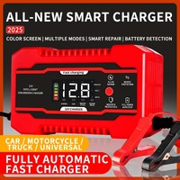 2025 nouveau chargeur de batterie de moto de voiture 12V 6A chargeur de batterie de voiture Intelligent chargeur de batterie au plomb de réparation d'impulsion Portable