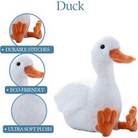 Jouet en peluche canard blanc mignon, animal en peluche doux avec bec et pattes orange, cadeau idéal pour les enfants et les amoureux des canards