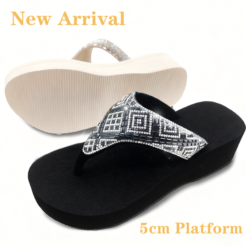 Rhinestone Platform Flip Flops Spring Summer