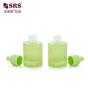 Botella de vidrio pesado de <span class=keywords><strong>color</strong></span> gelatina Rosa verde oliva <span class=keywords><strong>pastel</strong></span> con revestimiento personalizado vacío con cuello de plástico pipeta - Product Image 6