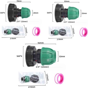 S60X6 IBC Tank Tap <b>Connector</b> to 20/25/32mm for PE Tube <b>Quick</b> Valve Plastic Pipe <b>Quick</b> <b>Connector</b> <b>Quick</b> IBC Pipe <b>Connector</b> - Product Image 2