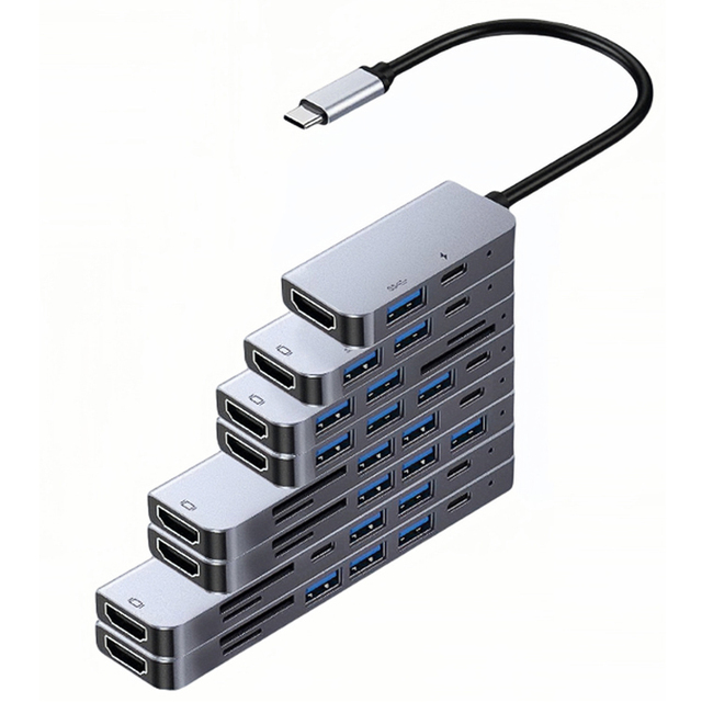 2/3/4/5/6/7 in 1 USB Hub Concentrator 4K30Hz HDTV Docking Station Type C Adapter Splitter Dock Extension for Laptop PC