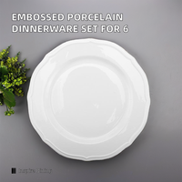 Vente chaude Classique Européenne En Relief Forme Porcelaine Vaisselle Ensemble Assiettes En Céramique 6 Utilisateurs Vaisselle Ensembles Maison Noël