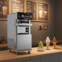 Machine à glace molle automatique professionnelle 3 saveurs, nouveau moteur, pour lait et eau, en acier inoxydable