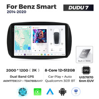 MEKEDE DUDU7 GPS Navigation Android Auto Car Audio Radio Car-play 2K Screen Multimedia Player pour Benz Smart 2014-2020