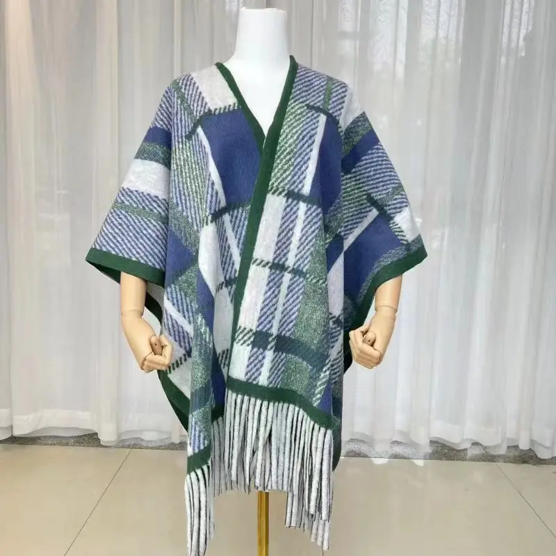 Long Woven Scarf Ladies Warm Check Style Long Neck Scarf High Quality Stocks Women' S Pashmina Style Jacquard Adult Winter Scarf