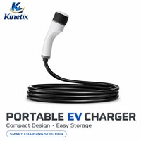Chargeur EV portable Kinetix 16A 3,5 kW, type 2, prise EU Schuko, contrôle par application, courant réglable, 110V 240V, câble de charge de niveau 2