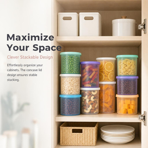 Ensemble de contenants alimentaires en silicone, hermétiques, anti-fuites, de qualité alimentaire, sans BPA, réutilisables, empilables, boîtes d'organisation pour la cuisine - Product Image 1