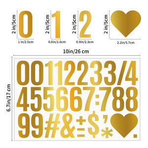 2Inch Number Alphabet Stickers Gold Self Adhesive Waterproof Sticker sheet for Board Letters Kit Mailbox - Product Image 3