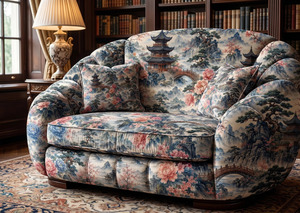 Tela Elegante Inspirada en el Estilo Chinoiserie para Tapicería de Muebles, Decoración de Hogar de Lujo y Diseño de Interiores en Terciopelo Holandés - Product Image 4